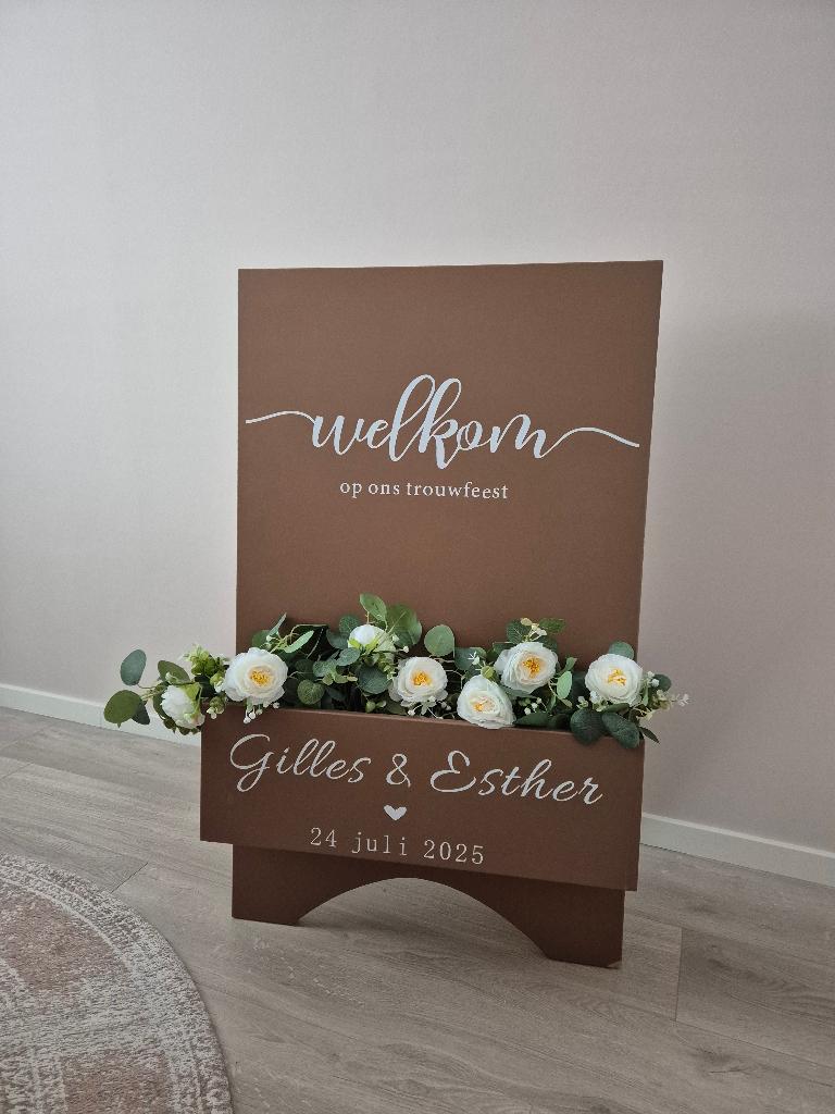 Bruiloft welkomstbord, Hobby en Vrije tijd, Feestartikelen, Gebruikt, Versiering, Geboorte of Huwelijk, Ophalen