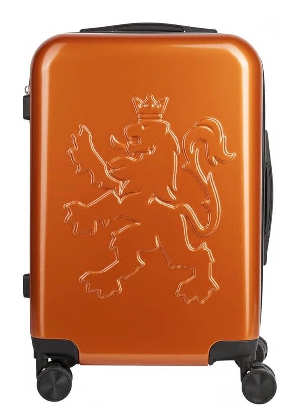O.leo Hard Shell Carry On Koffer Oranje Reistrolley, Wieltjes, 50 tot 60 cm, Hard kunststof, Nieuw