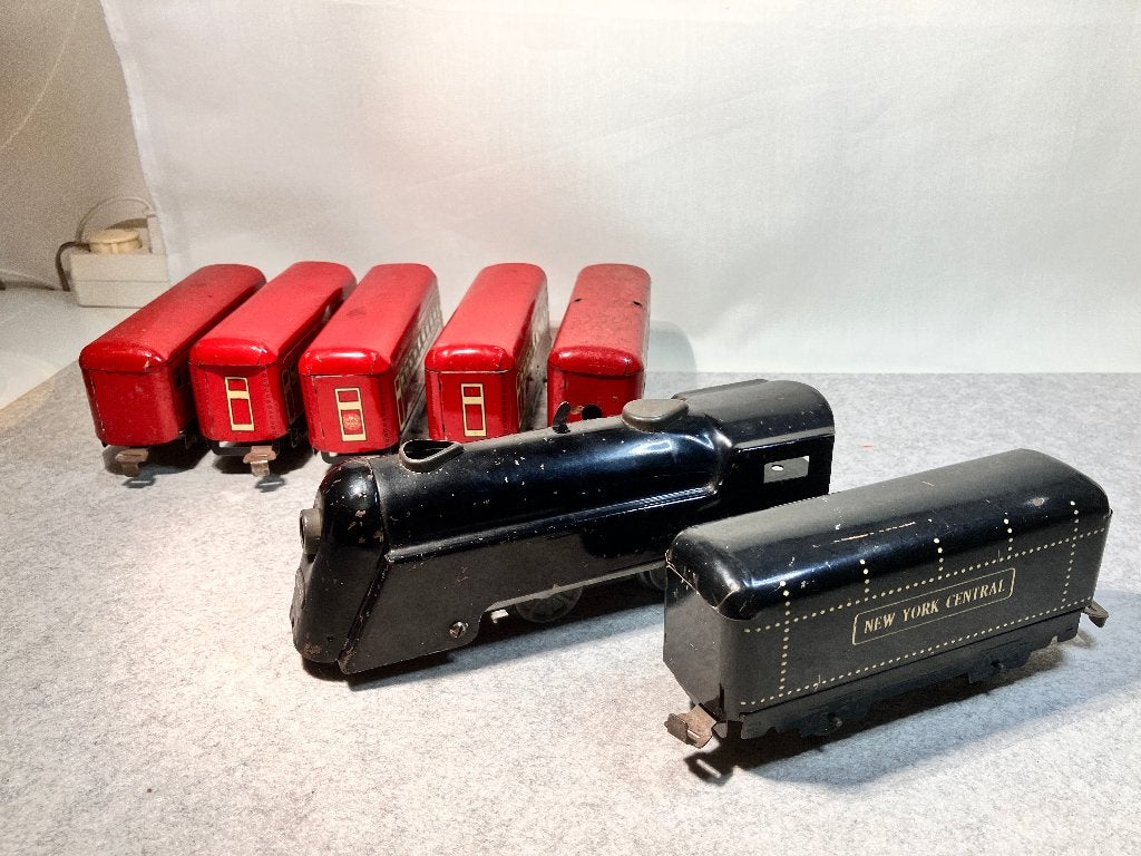 Marx New York Central opwindtrein spoor 0 ca. 1940, Hobby en Vrije tijd, Modeltreinen | Overige schalen, Gebruikt, Treinset, Gelijkstroom of Wisselstroom
