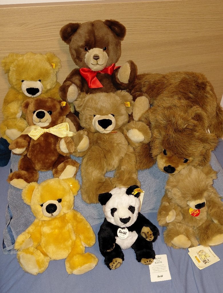 Mooie groep Steiff plush knuffels, nieuw en handgemaakt!, Overige merken, Beer, Handgemaakt, Nieuw