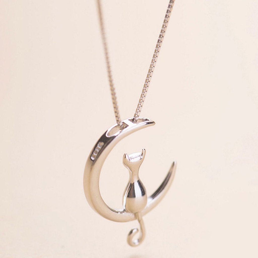 Katten Ketting / Kat Poes Dieren Sieraad Maan Goud Zilver, Overige kleuren, Verzenden, Nieuw, Overige materialen