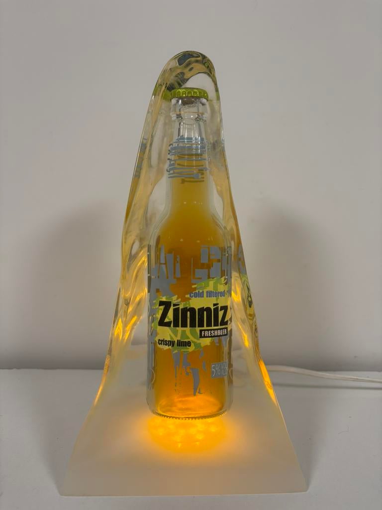 Reclame Zinniz Crispy Lime flesje van Grolsch, in kunsthars, Verzamelen, Merken en Reclamevoorwerpen, Ophalen of Verzenden, Zo goed als nieuw