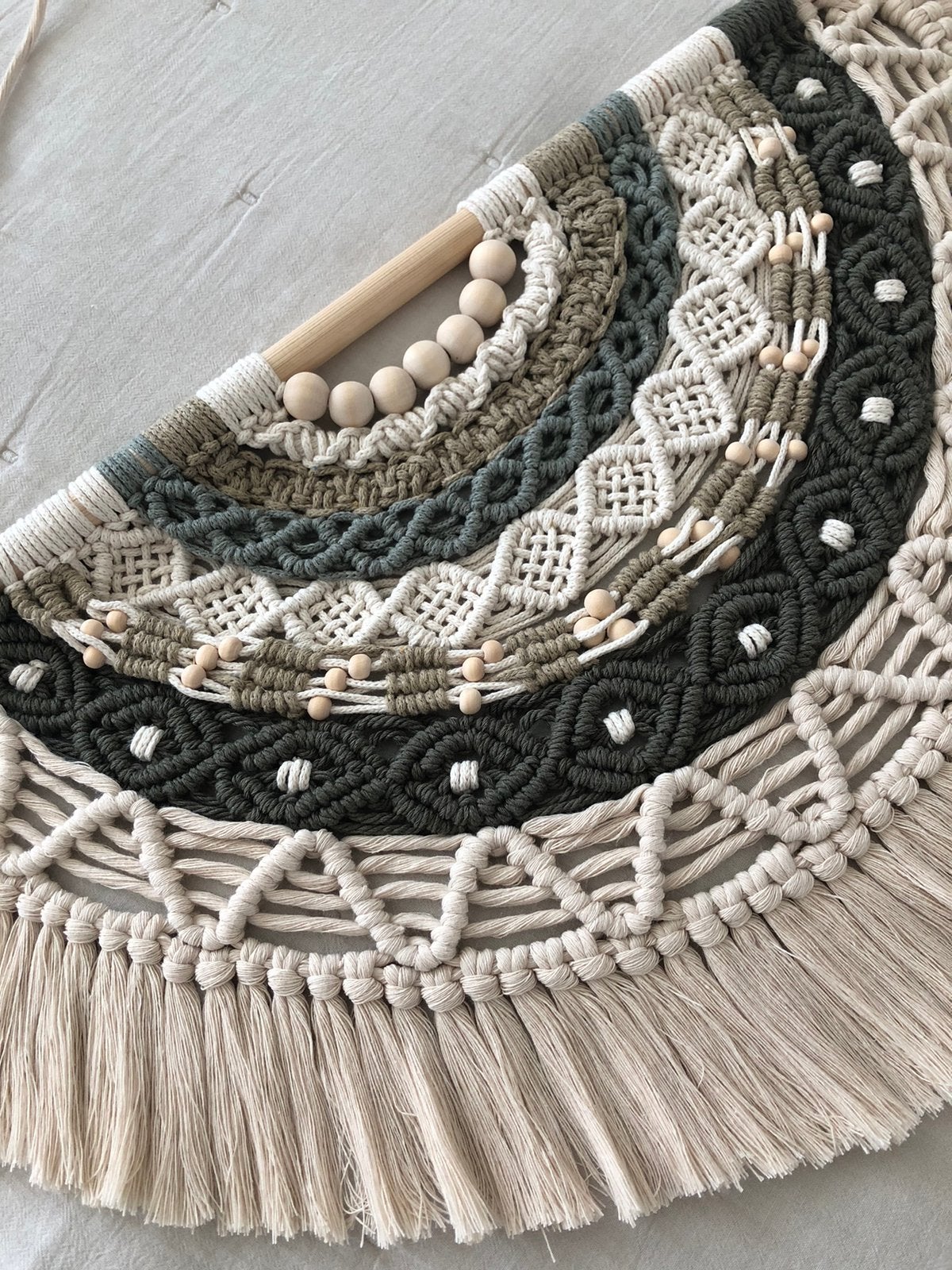 Macramé Wandhanger Boho Stijl - Handgemaakt, Meerkleurig, Textiel, Ophalen of Verzenden, Zo goed als nieuw
