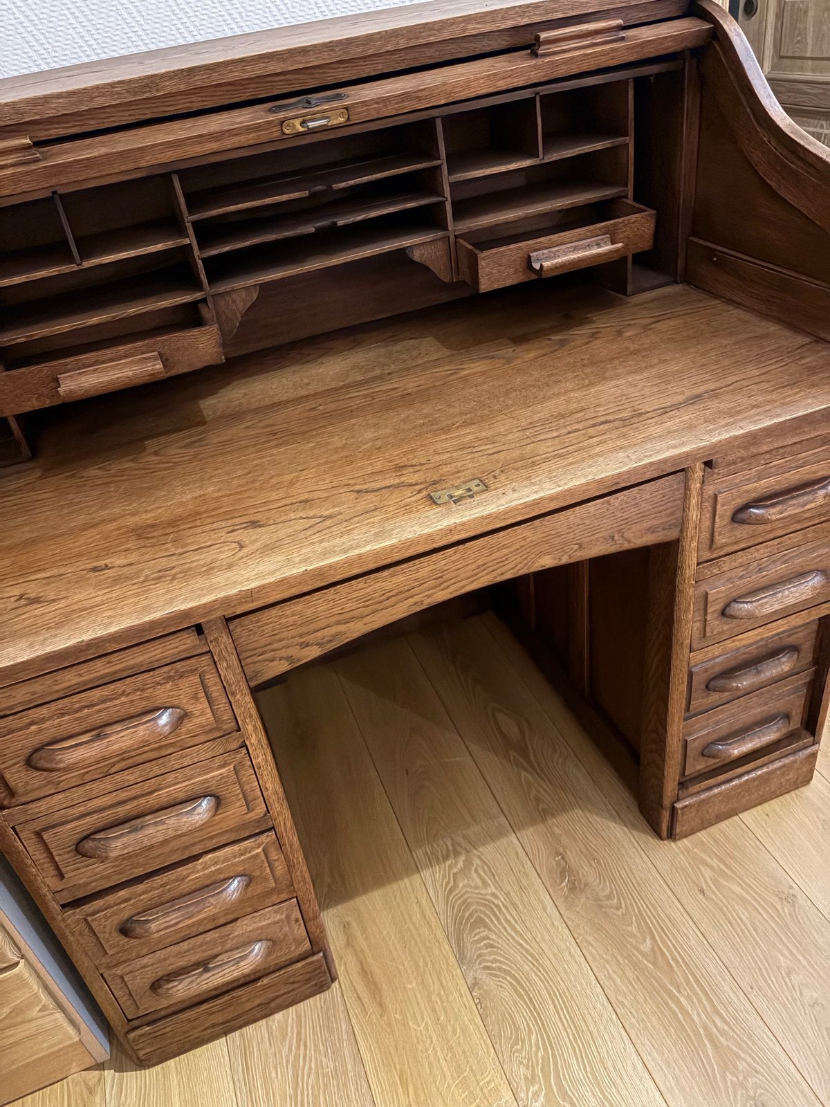 Antiek Eiken Roltop Bureau met Lades, Antiek en Kunst, Antiek | Kantoor en Zakelijk, Ophalen