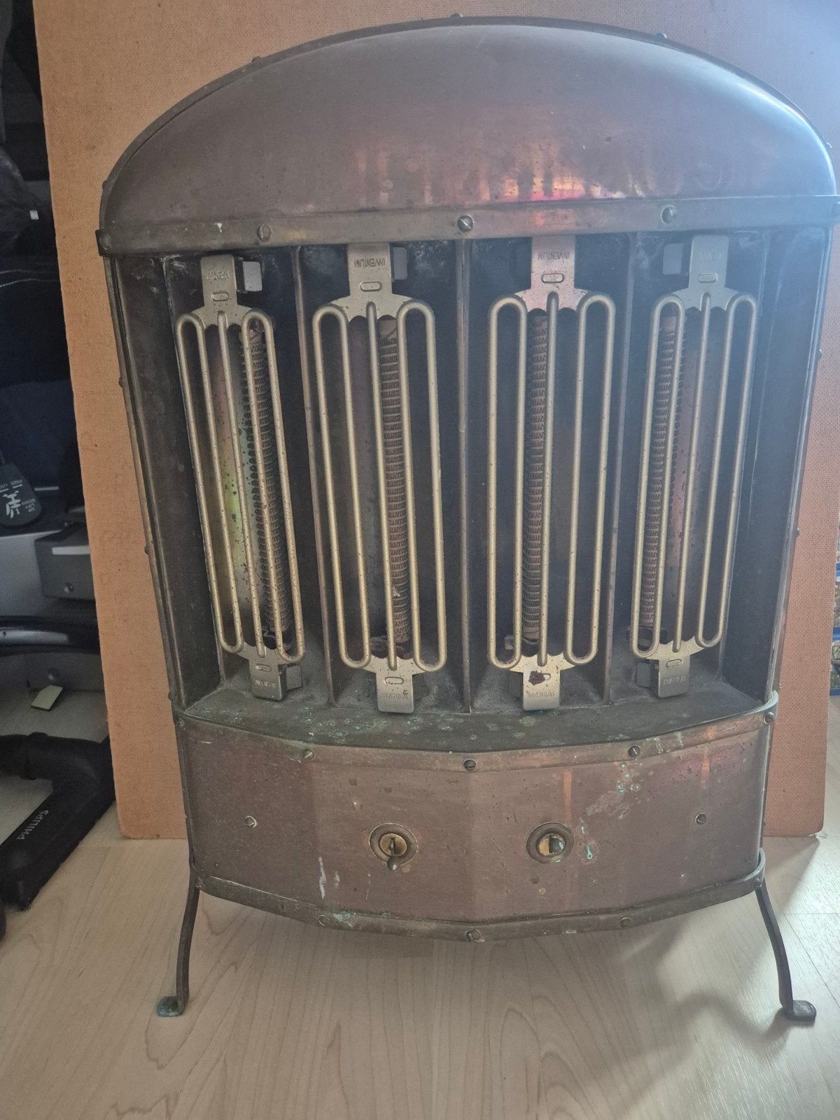 Antieke Inventa koperen elektrische kachel - Decoratief, Ophalen of Verzenden