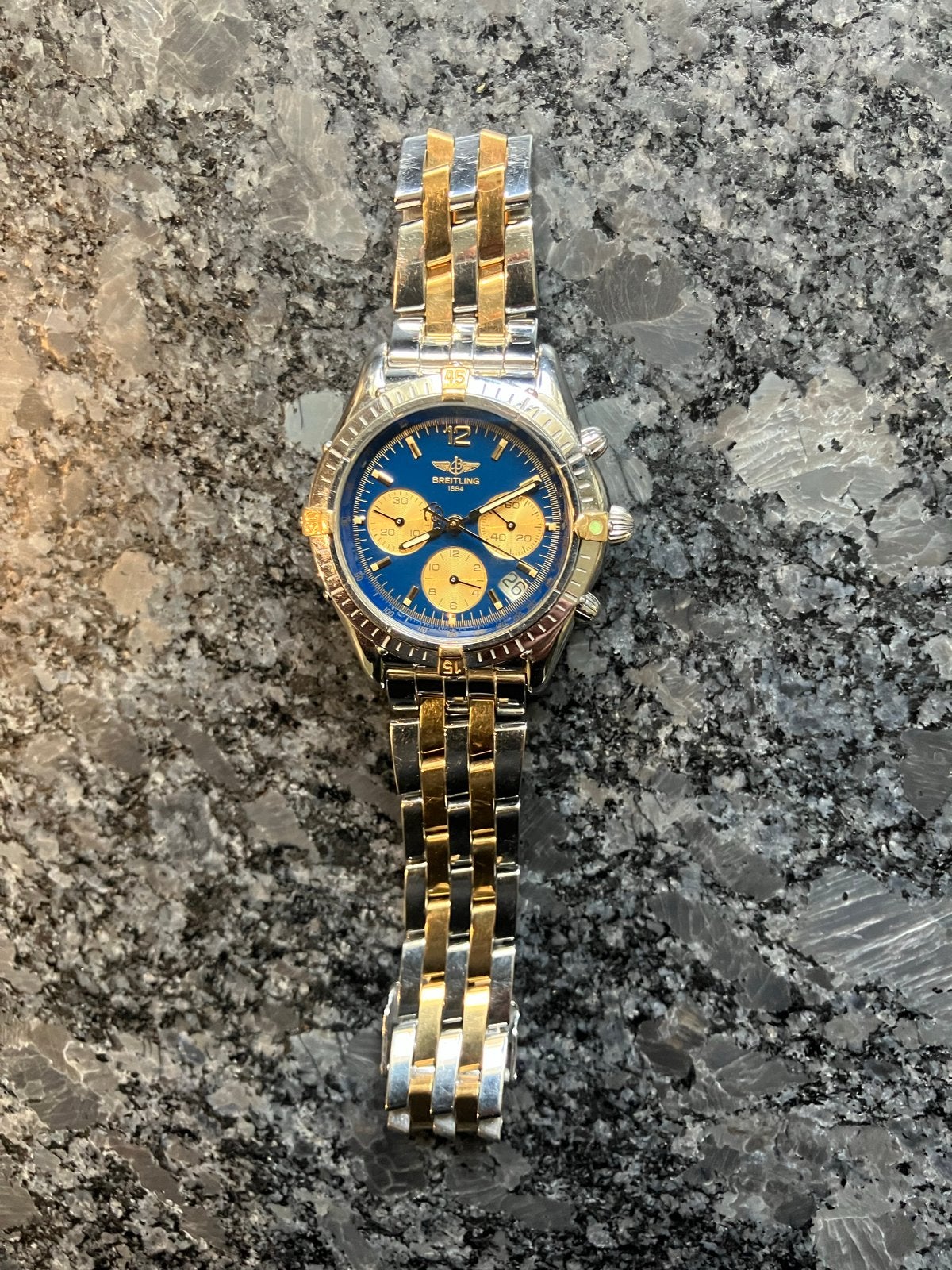 Breitling Chronomat 1997 B13047 - Staal/Goud - Blauwe wijzer, Ophalen, Gebruikt, Staal, Breitling
