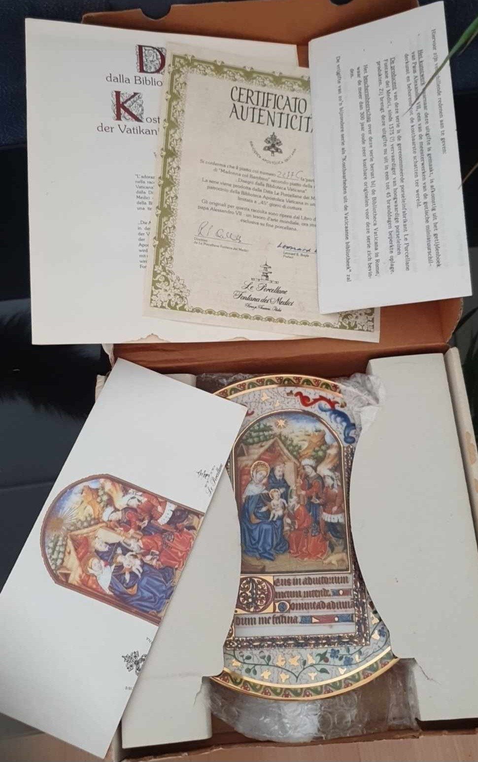 De Bibliotheca Apostolica Vaticana 24 karat goud sier bord., Ophalen of Verzenden