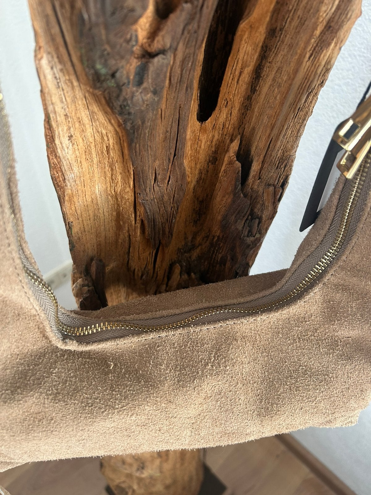 GIULIANO suede tasje met granjes beige, -, Verzenden, Schoudertasje, Nieuw