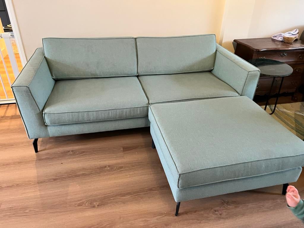 2,5 zits designbank met hocker (GEREINIGD!), Huis en Inrichting, Banken | Sofa's en Chaises Longues, Zo goed als nieuw, Driepersoons