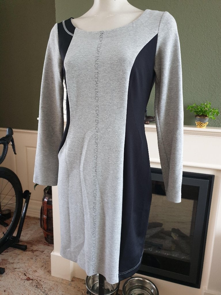Expresso leuke sportieve grijs zwarte jurk mt 36 S, Kleding | Dames, Maat 38/40 (M), Zo goed als nieuw, Knielengte, Grijs