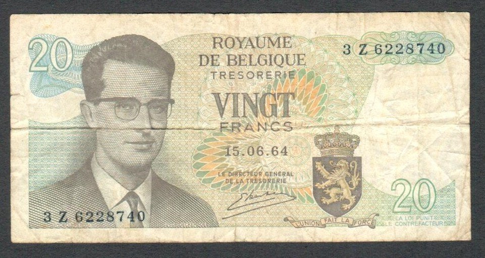 Bankbiljet - België 20 Frank 1964., Postzegels en Munten, Ophalen of Verzenden, België, Los biljet