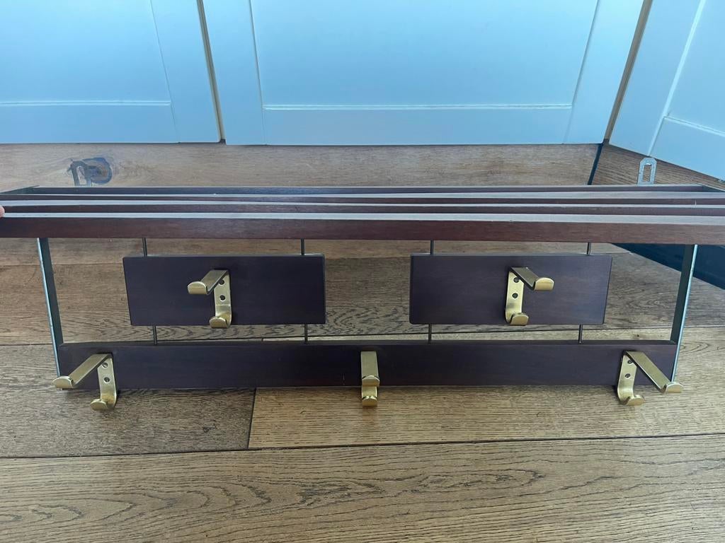 Vintage kapstok jaren 60 Teak, Huis en Inrichting, Woonaccessoires | Kapstokken, Wandkapstok, Gebruikt, Ophalen of Verzenden, Minder dan 100 cm