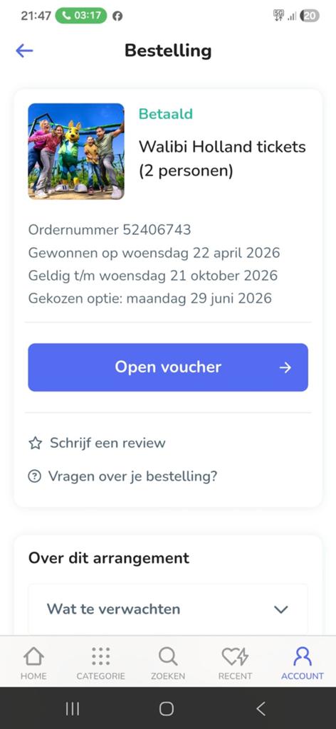 2 kaartjes walibi maandag 29 juni, Tickets en Kaartjes, Twee personen, Overige soorten, Pretpark