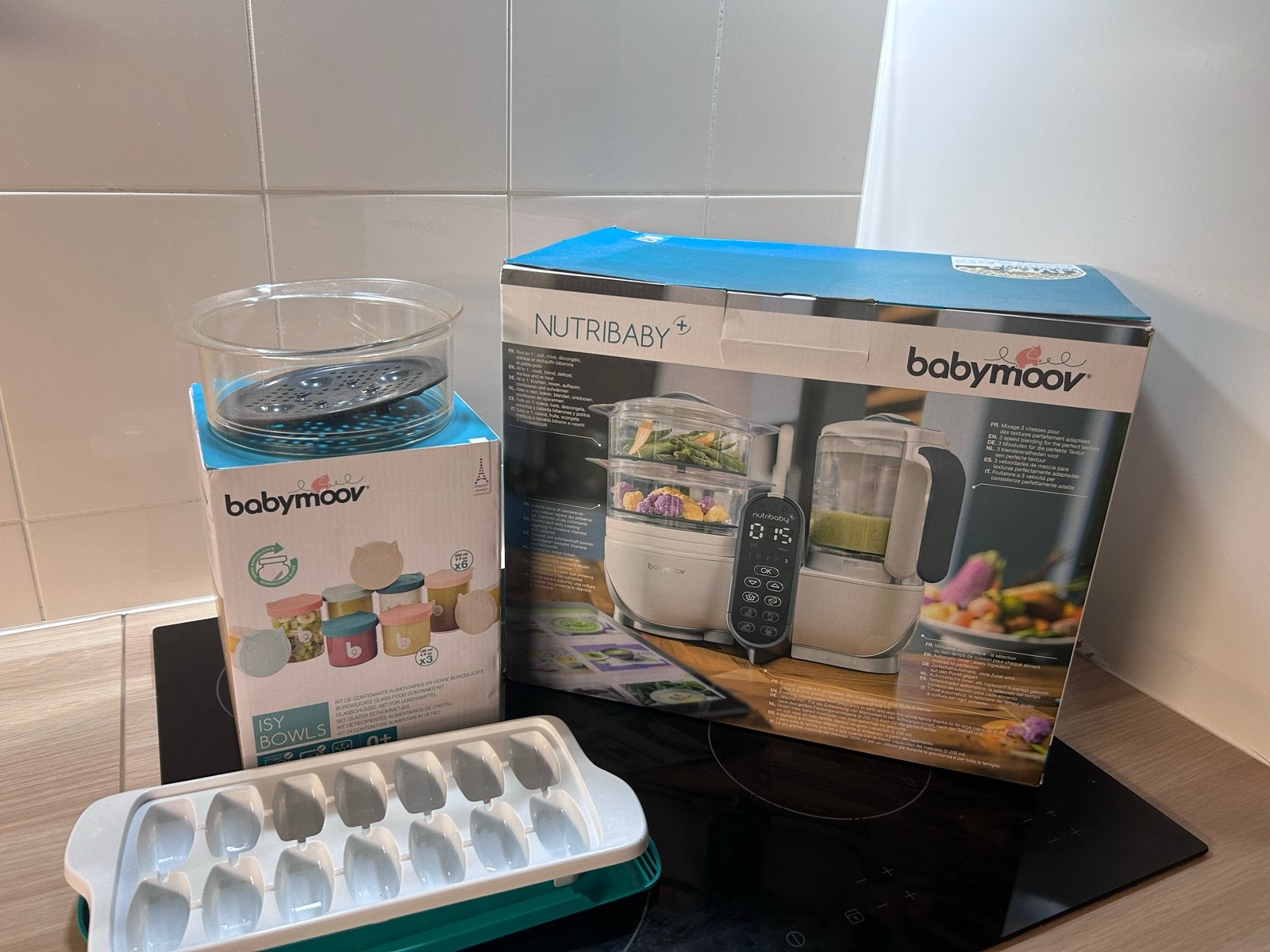 Babymoov Nutribaby Moov kookstation met Isy Bowls, Ophalen, Stoomfunctie, Zo goed als nieuw, Babymoov