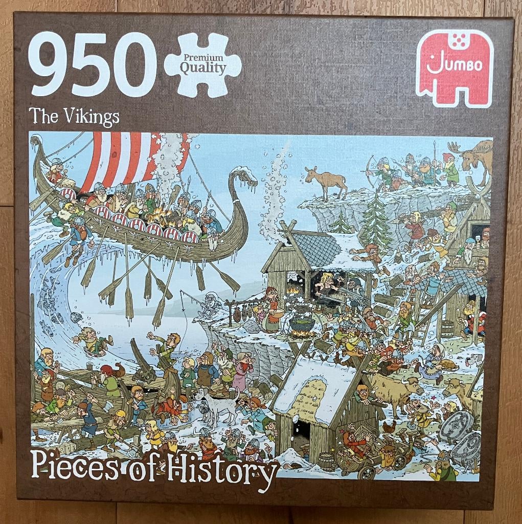 Historische puzzel Vikingen - door Rob Derks - 950 stukjes, Ophalen of Verzenden, 500 t/m 1500 stukjes, Zo goed als nieuw, Legpuzzel