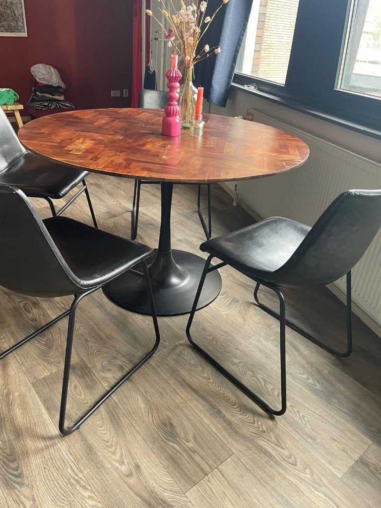 Tafel, stoelen, ronde rafel, set, compleet