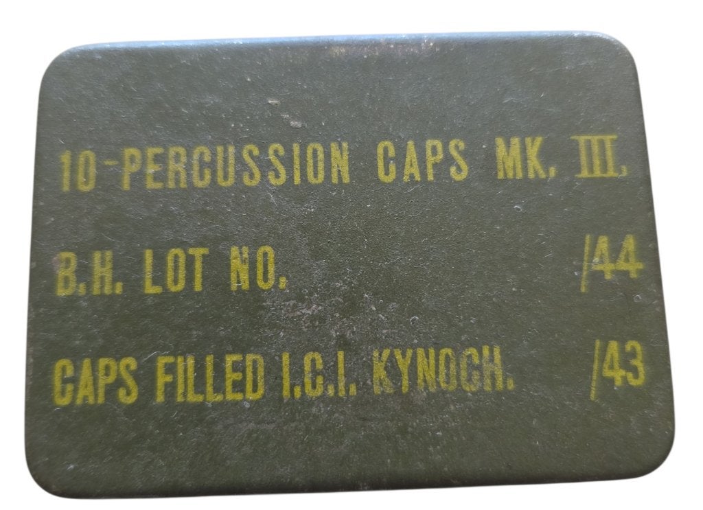 british ww2 10 percussion caps mk 3 metal box, Ophalen of Verzenden, Duitsland, Hulzen of Bodemvondsten