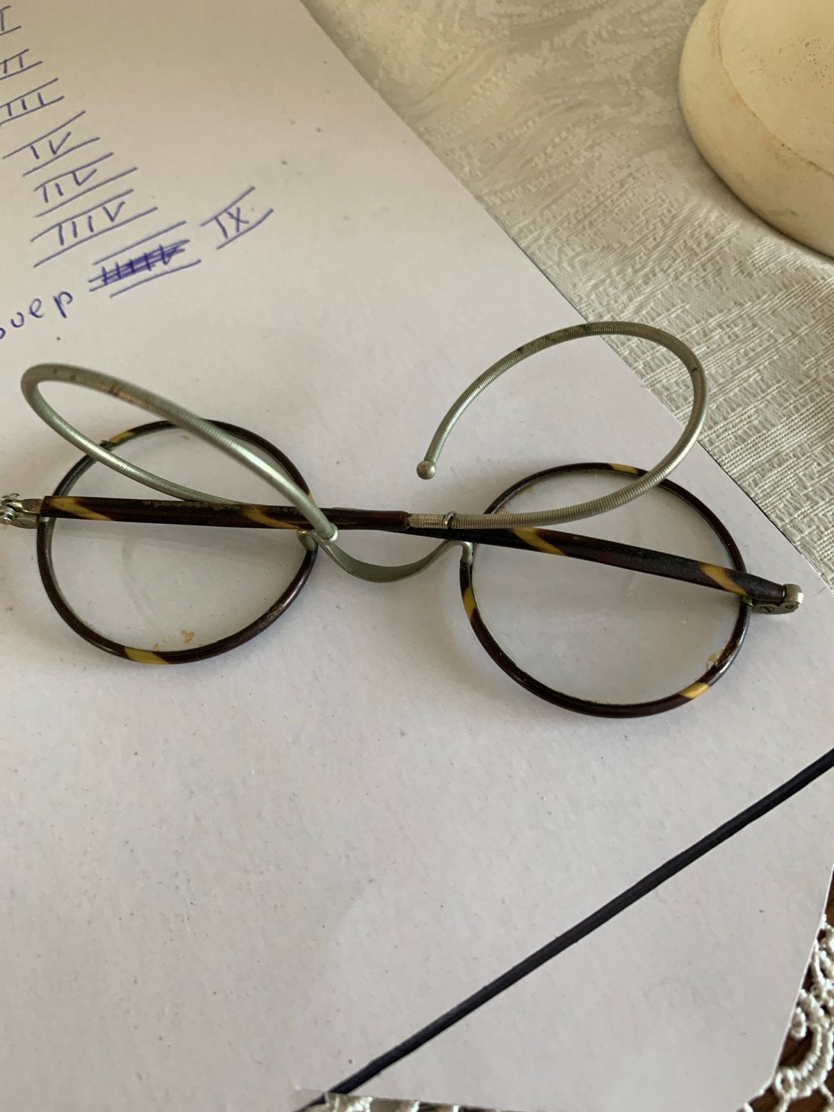 Vintage bril met schildpadmontuur en flexibele veren, Ophalen of Verzenden
