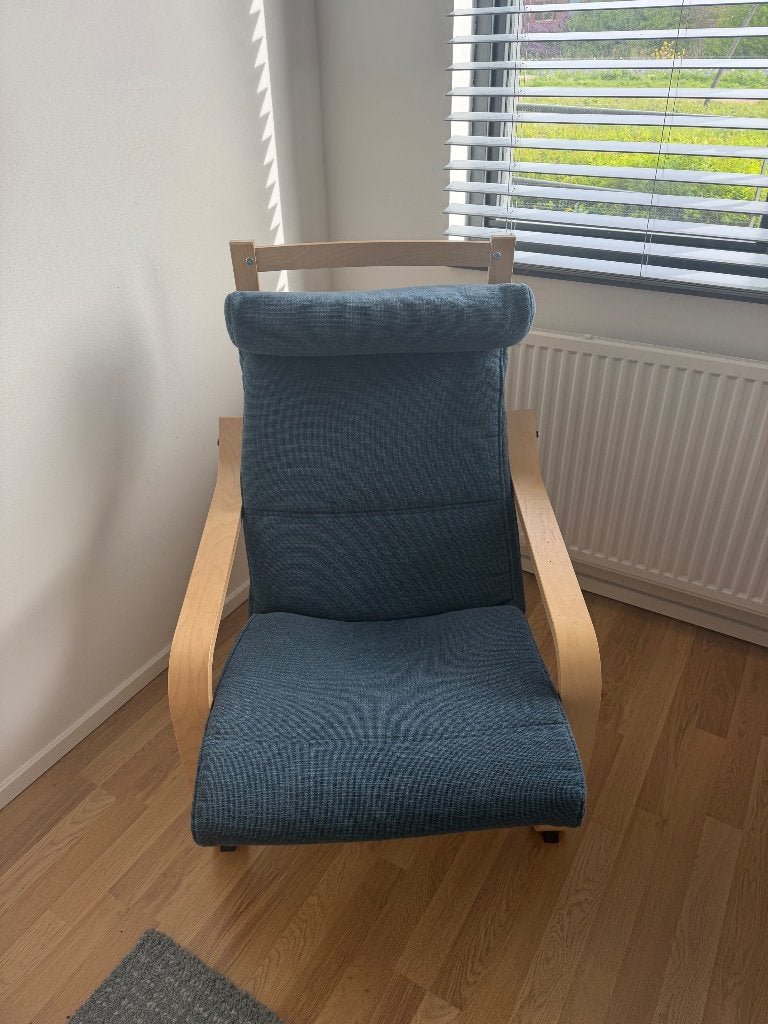 Fauteuil, wit gelazuurd eikenfineer/Hillared donkerblauw, Ophalen, Gebruikt, Scandinavisch, IKEA