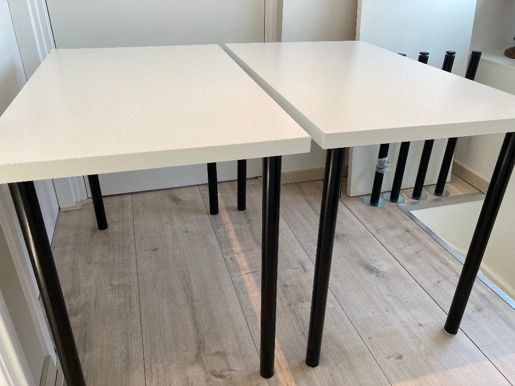 3 x IKEA LINNMON / ADILS Tafel, wit/zwart, 100x60 cm, Ophalen, Overige materialen, Gebruikt, 100 tot 150 cm