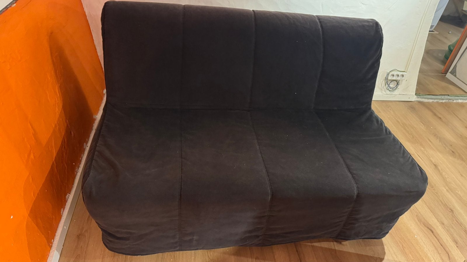 Slaapbank IKEA LYCKSELE LÖVÅS 140x190, Huis en Inrichting, Ophalen, Zwart, Tweepersoons, Zo goed als nieuw
