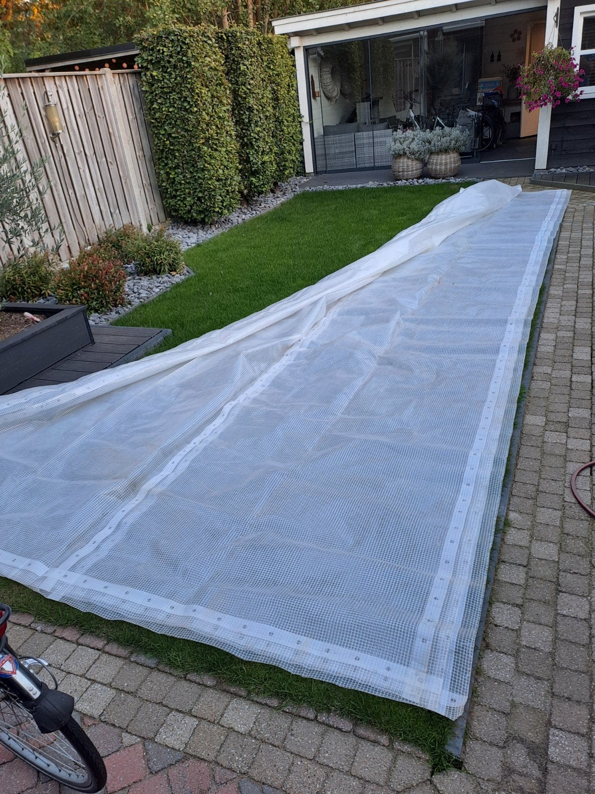 Afdekzeil gewapend 6m x 8m, Ophalen of Verzenden, Zo goed als nieuw, 15 m² of meer, Overige typen