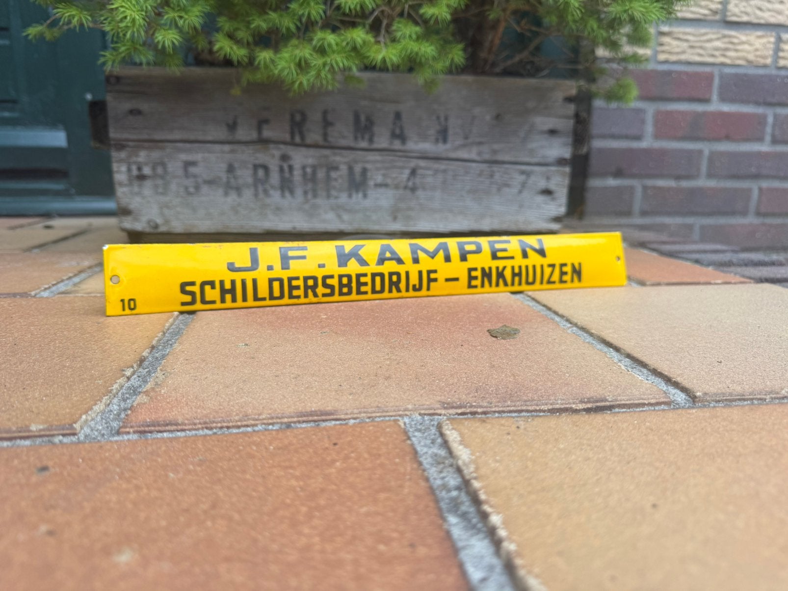 Oud emaille reclame bord schilder kanpen Enkhuizen, Ophalen of Verzenden, Zo goed als nieuw, Reclamebord