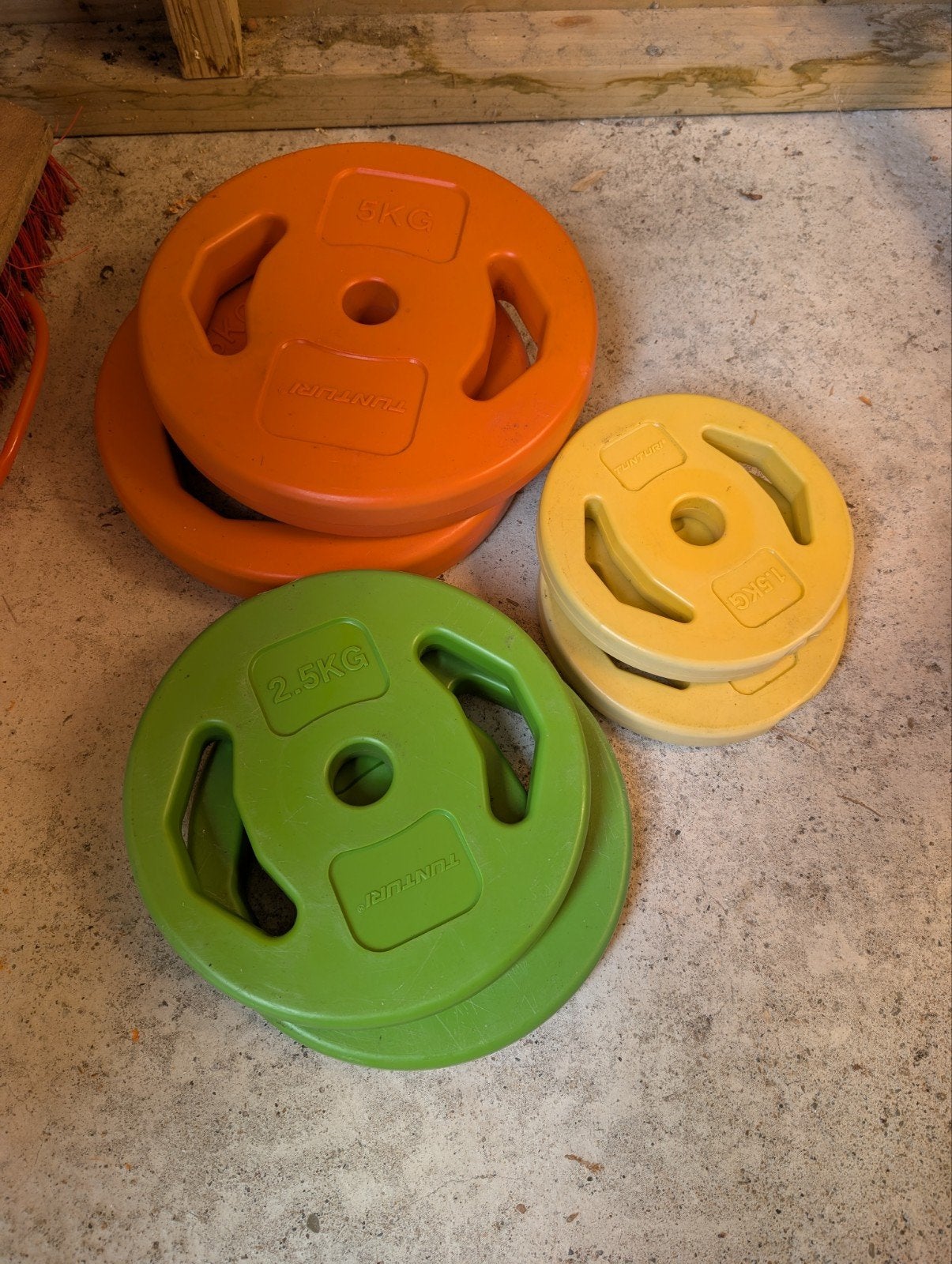 Tunturi Halterschijven Set (2x 5kg, 2x 2.5kg, 2x 1.25kg), Ophalen, Gebruikt, Armen, Halterschijven