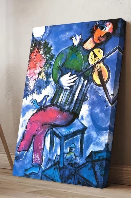 Marc Chagall - Le Violoniste Bleu - Canvas Schilderij, Verzenden