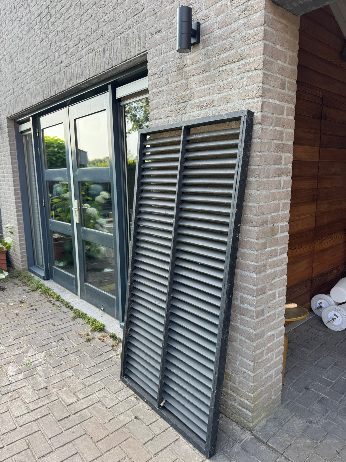 Privacyscherm lamellenscherm louvrescherm zwart 180 x 90, Huis en Inrichting, Ophalen, Gebruikt