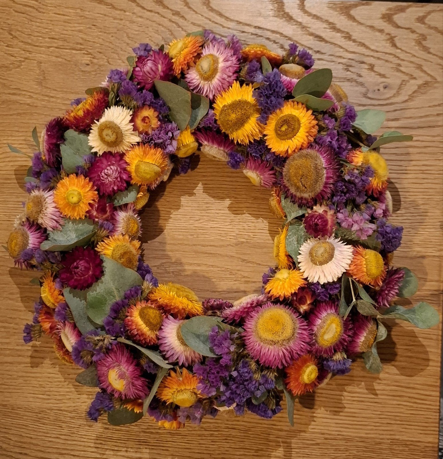 Kleurrijke droogbloemenkrans, Ophalen of Verzenden, Nieuw, Krans, Natuurlijk materiaal