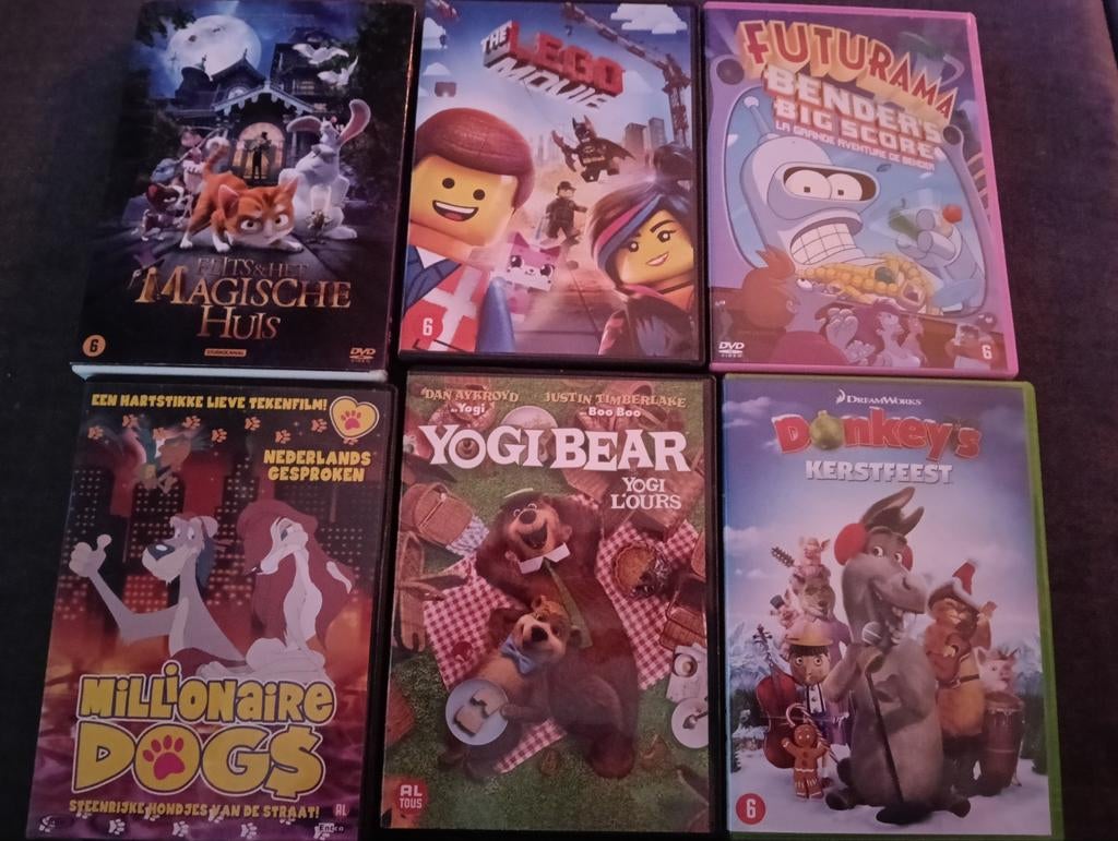 DVD Collectie: Animatiefilms en Tekenfilms (6 stuks), Gebruikt, Tekenfilm, Boxset, Overige soorten