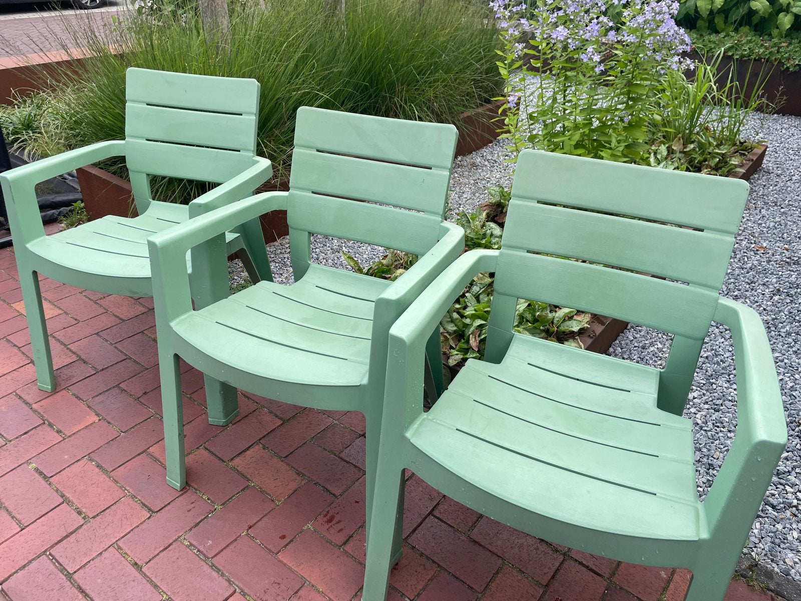 3 Allibert tuinstoelen, stapelbaar en comfortabel, Tuin en Terras, Tuinstoelen, Ophalen, Gebruikt, Kunststof, Stapelbaar