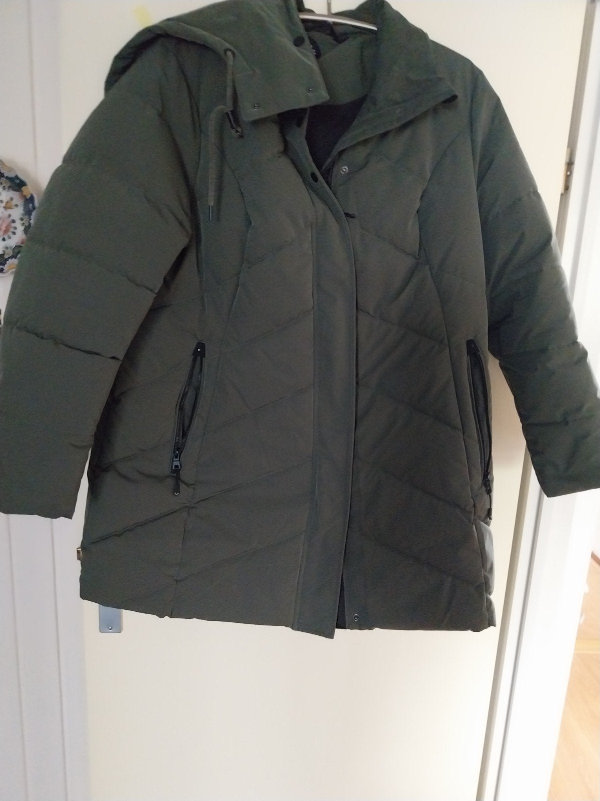 Groene gewatteerde jas met capuchon, Kleding | Dames, Ophalen, Maat 46/48 (XL) of groter, Zo goed als nieuw, Welkoop
