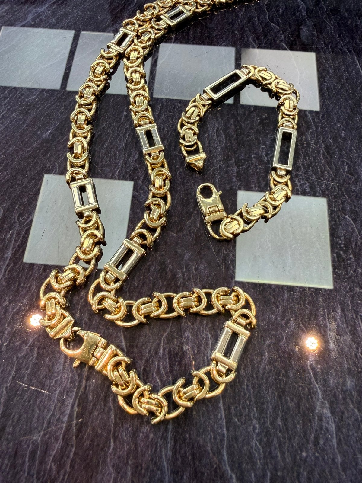 Prachtige 14k gouden massieve platte konings set 162 gram, Ophalen of Verzenden, Zo goed als nieuw, Goud, Goud