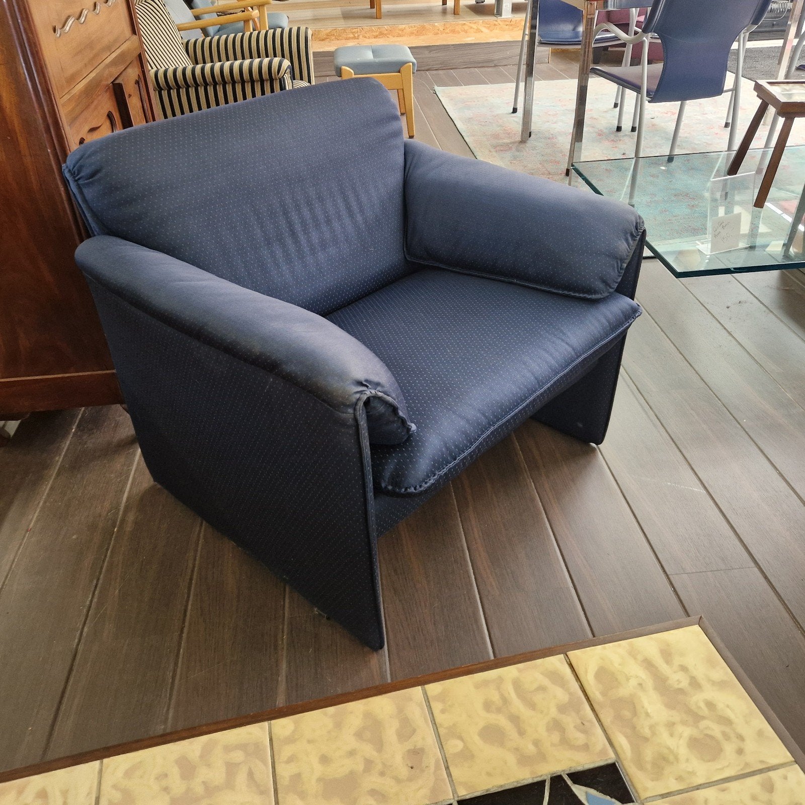 Comfortabele blauwe fauteuil - Geo Lux Bora Bora, Gebruikt, Blauw, ., Ophalen of Verzenden