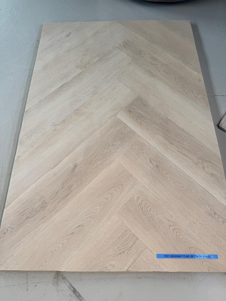 RESTPARTIJ A-kwaliteit PVC plak Visgraat | €14,95/m2, Huis en Inrichting, Stoffering | Vloerbedekking, Crème, 75 m² of meer, 4131 NH