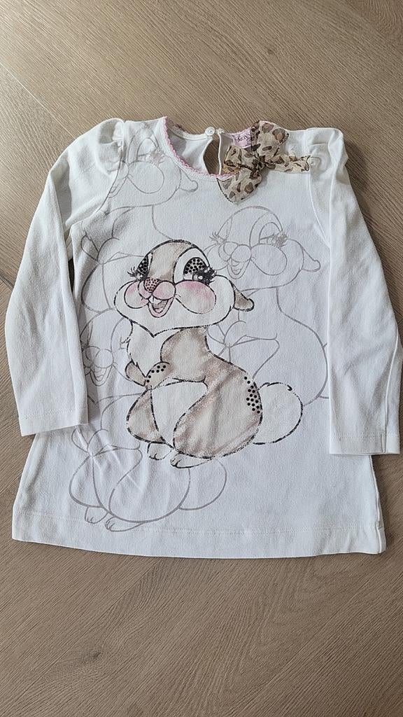 Zgan wit shirtje van Monnalisa maat 98, Ophalen of Verzenden, Zo goed als nieuw, Meisje, Shirt of Longsleeve