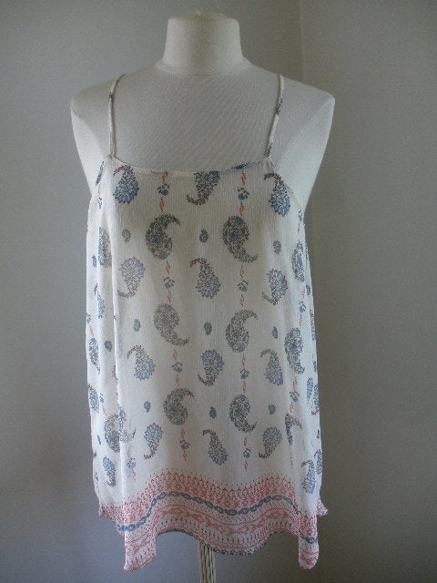 ZARA Basic top beige blauw paisley maat M - nieuw -, Maat 38/40 (M), Blauw, Nieuw, Ophalen of Verzenden