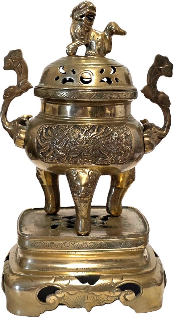 Wierookbrander/pot in massief messing., Antiek en Kunst, Ophalen of Verzenden