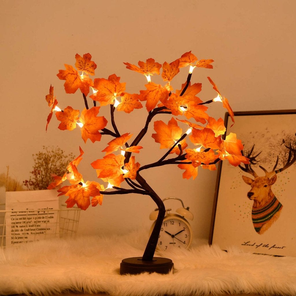 Esdoorn Met Led Lamp Op USB En Batterijen Kunstplant Herfst, Huis en Inrichting, Woonaccessoires | Kunstplanten en Kunstbloemen