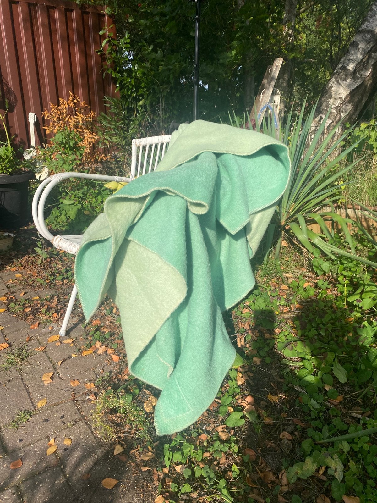 Prachtige zeegroene vintage warme wollen deken, Ophalen of Verzenden, Zo goed als nieuw