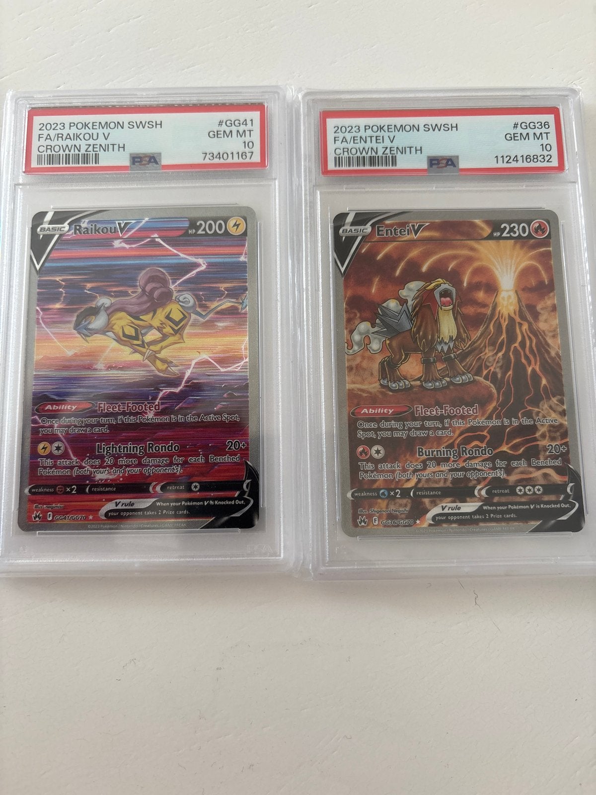 PSA 10 Raikou V & Entei V Crown Zenith Pokemon Kaarten, Ophalen of Verzenden, Nieuw, Meerdere kaarten