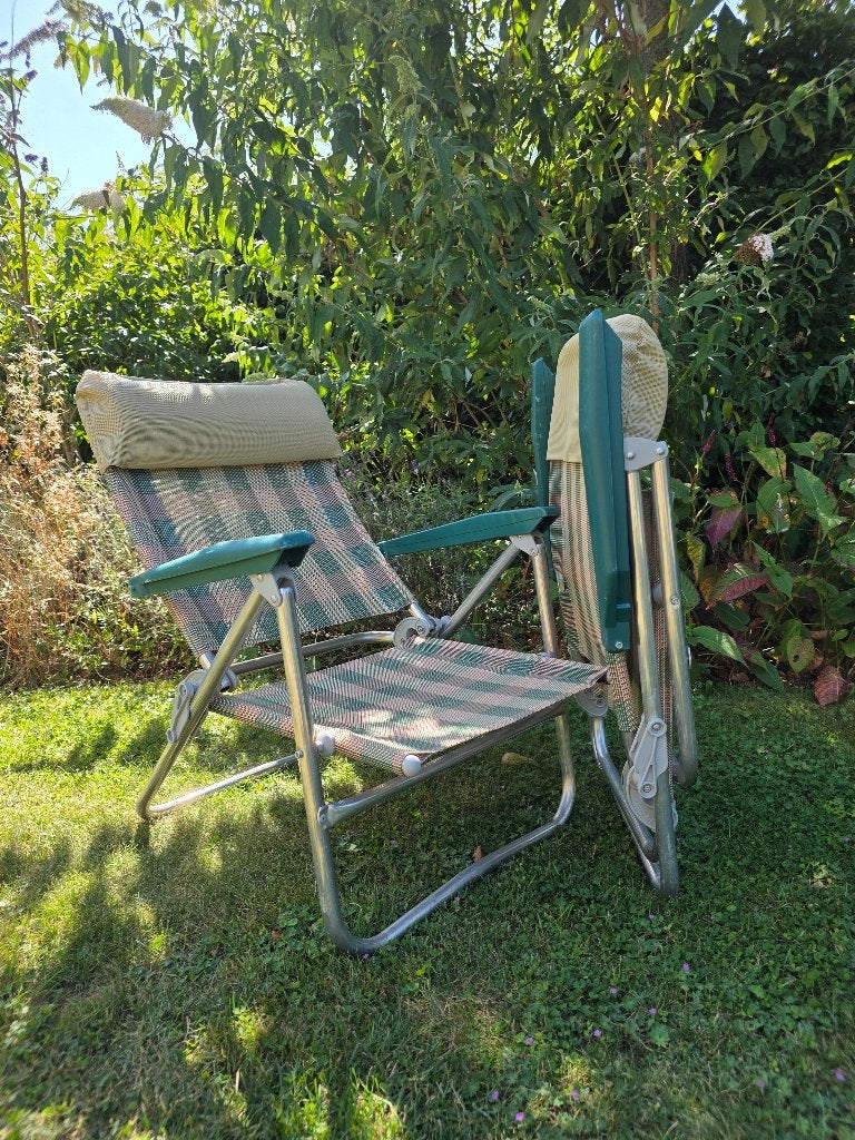 2 Dukdalf lage st(r)andenstoel, los hoofdkus.Meppel/Deventer, Ophalen, Zo goed als nieuw, Campingstoel