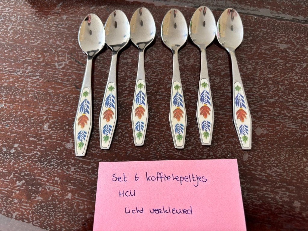 Boerenbont set 6 koffielepeltjes HCU oude bestek Boerenbond, Overige materialen, Gebruikt, Ophalen of Verzenden, Overige merken