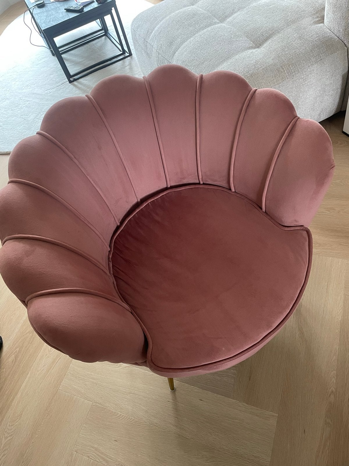 Roze schelp fauteuil - B85xH80xD80, Huis en Inrichting, Fauteuils, Ophalen, Zo goed als nieuw, Stof, 75 tot 100 cm
