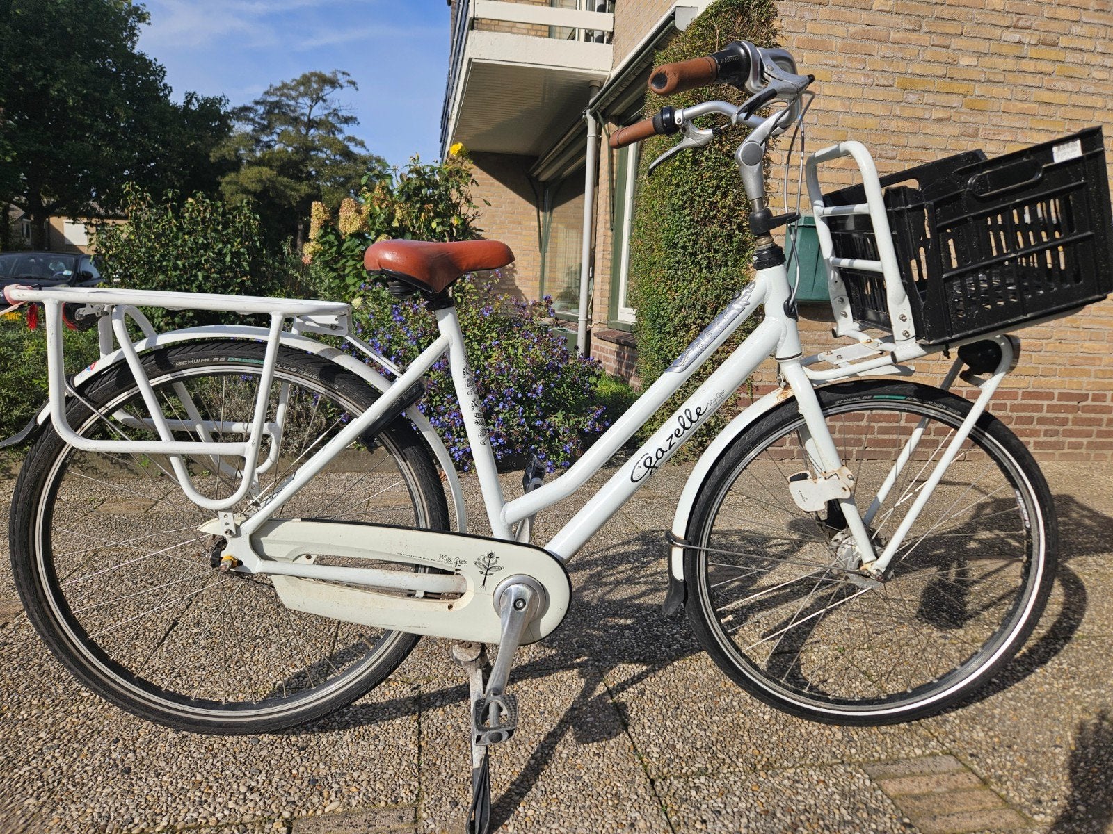 Gazelle Miss Grace Damesfiets met Mand, Ophalen, Versnellingen, Gazelle, Trommelrem