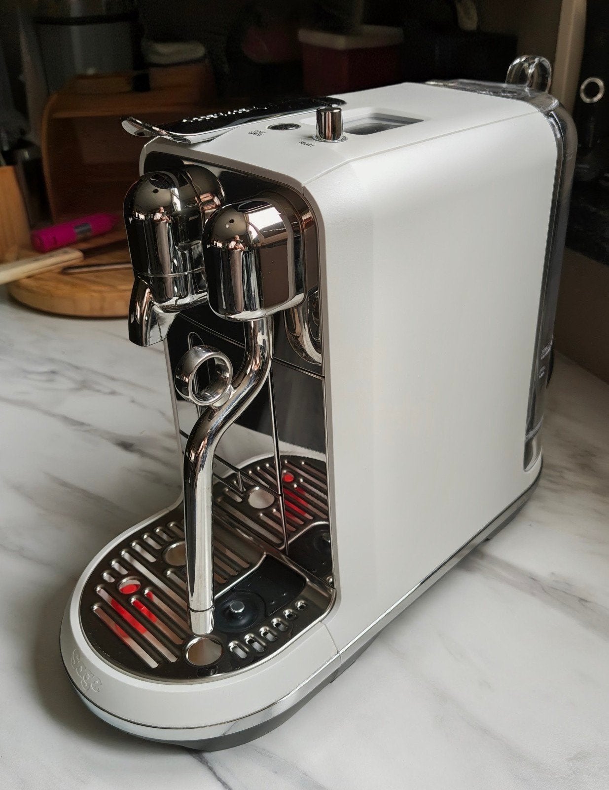 Nespresso Creatista plus wit, Witgoed en Apparatuur, Koffiezetapparaten, Zo goed als nieuw, Koffiepads en cups, Espresso apparaat