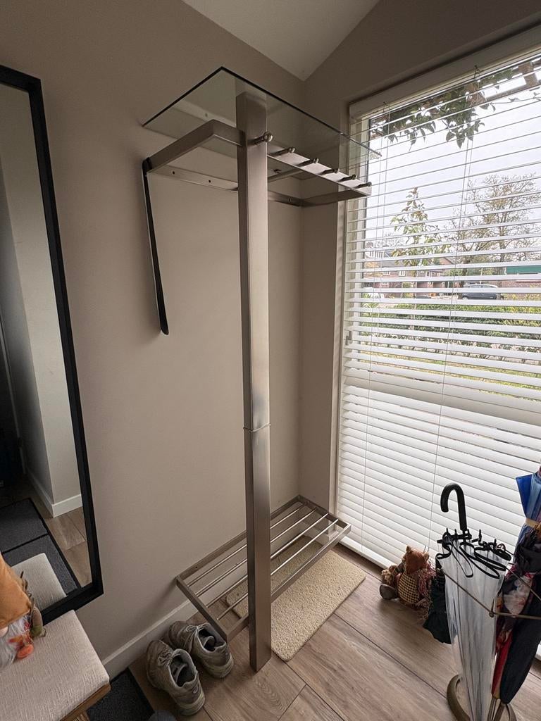 Trendhopper kapstok glas rvs - zgan, Huis en Inrichting, Woonaccessoires | Kapstokken, Ophalen of Verzenden, Zo goed als nieuw