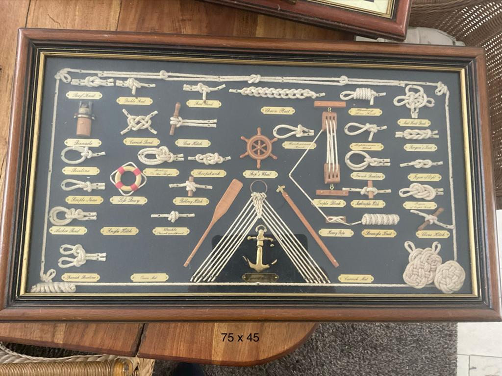 Vintage Zeemansknopen Lijst - Maritieme Decoratie 4 stuks, Ophalen, Ankeren en Afmeren, Zeilboot of Motorboot